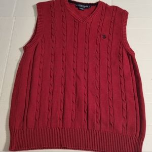 U.S. Polo Assn. Men's Sz L Maroon Sweater V-Neck 100% Cable Knit Cotton Like NWT